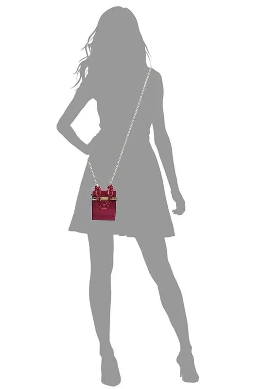 Acrylic Chain Handle See Thru Crossbody Clutch Bag
