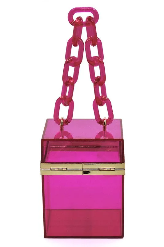 Acrylic Chain Handle See Thru Crossbody Clutch Bag