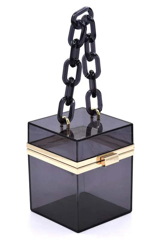 Acrylic Chain Handle See Thru Crossbody Clutch Bag