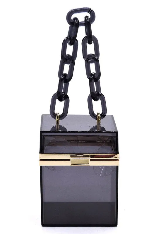 Acrylic Chain Handle See Thru Crossbody Clutch Bag