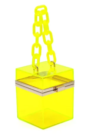 Acrylic Chain Handle See Thru Crossbody Clutch Bag