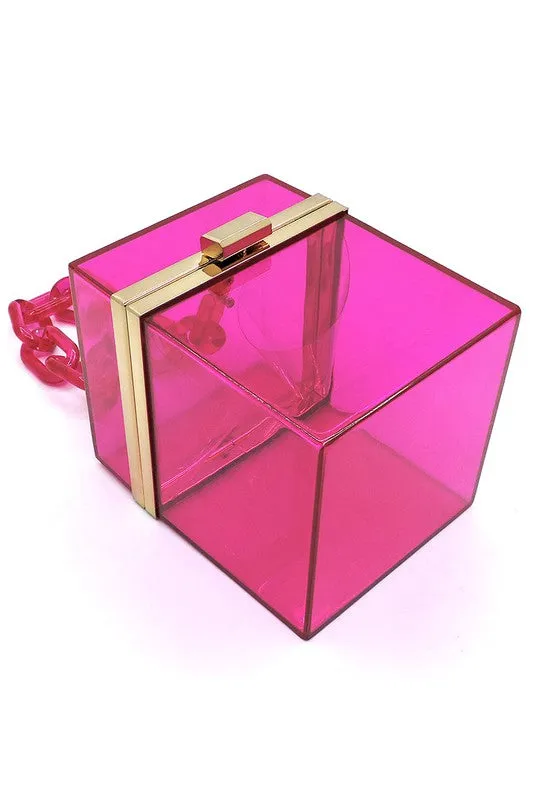 Acrylic Chain Handle See Thru Crossbody Clutch Bag