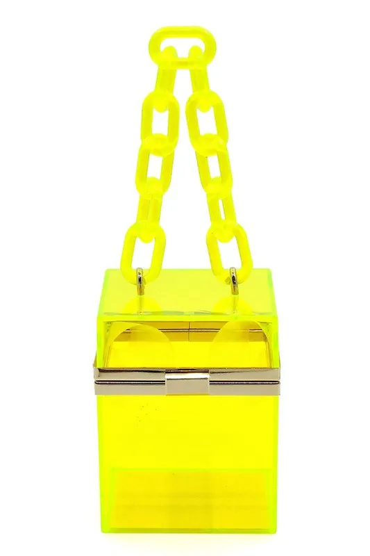 Acrylic Chain Handle See Thru Crossbody Clutch Bag
