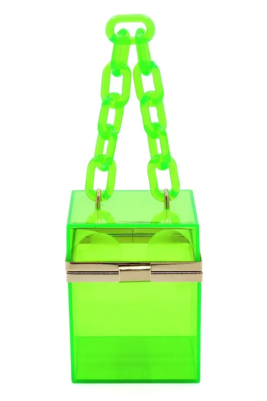 Acrylic Chain Handle See Thru Crossbody Clutch Bag