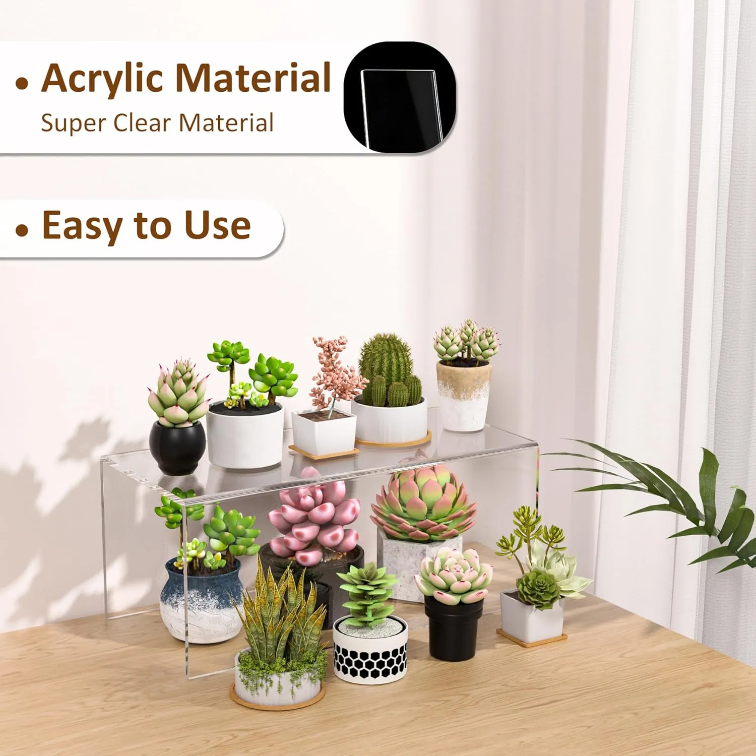 Acrylic Shelf Riser 12x5.5x5 pack of 2, Countertop Acrylic Display Storage Organizer for Funko Pop Figure, Cosmetics, Bags, Shoes, Toys, Collectibles, 12x5.5x5 Inch