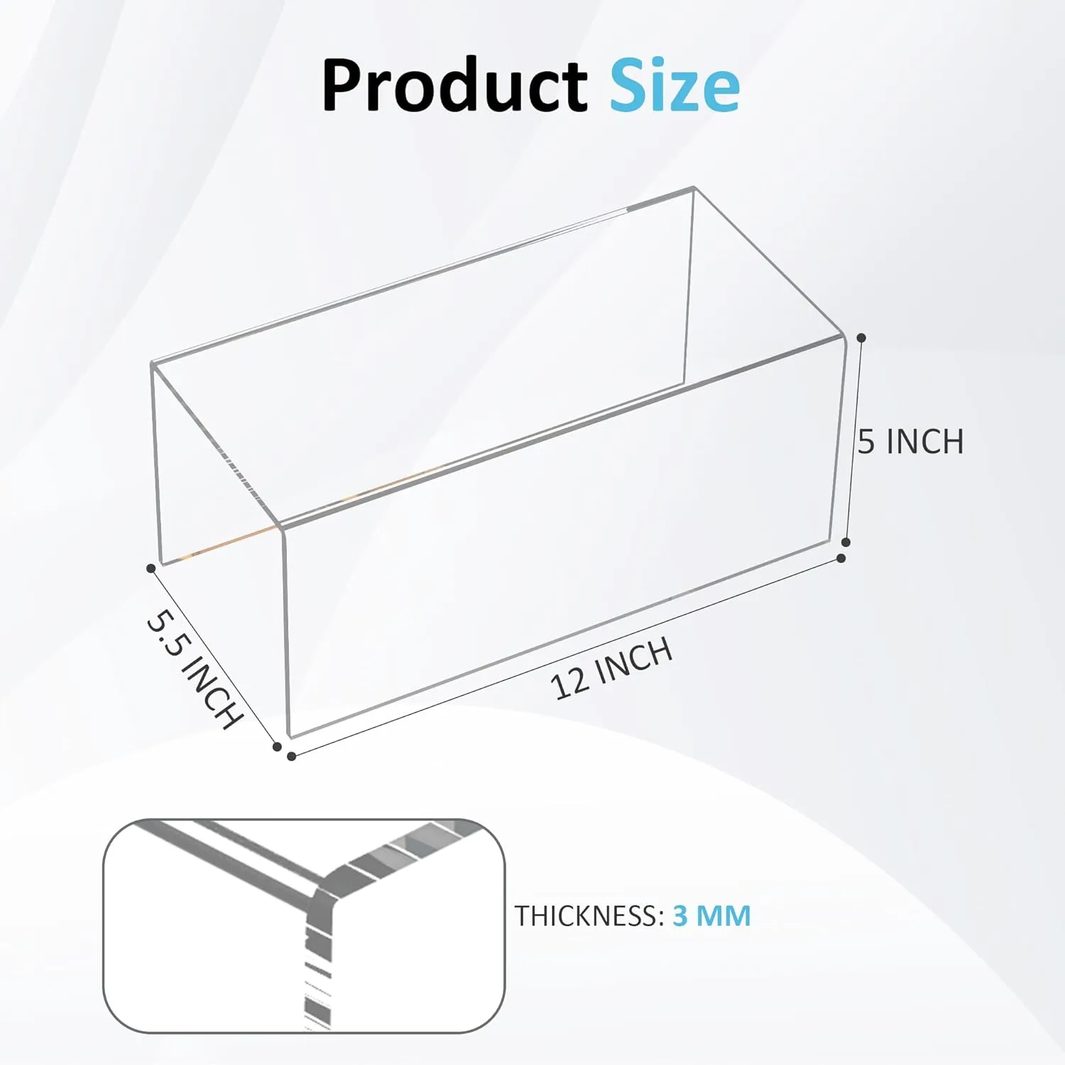 Acrylic Shelf Riser 12x5.5x5 pack of 2, Countertop Acrylic Display Storage Organizer for Funko Pop Figure, Cosmetics, Bags, Shoes, Toys, Collectibles, 12x5.5x5 Inch