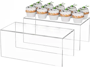 Acrylic Shelf Riser 12x5.5x5 pack of 2, Countertop Acrylic Display Storage Organizer for Funko Pop Figure, Cosmetics, Bags, Shoes, Toys, Collectibles, 12x5.5x5 Inch