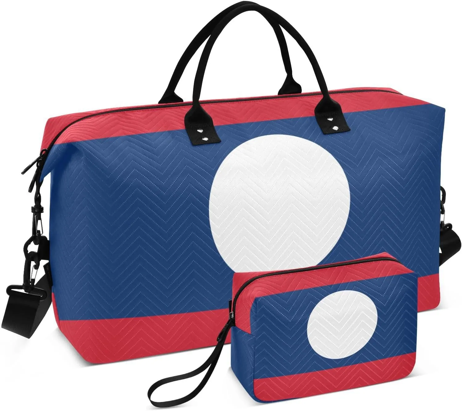 Aflyko Patriot Flag Travel Duffel Bag Flag Of Laos Sport Tote Gym Bag Weekender Overnight Bag for Men Women Flight Approved Carry On Bag Fitness Dance Go-To Bag Daily Bag