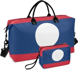 Aflyko Patriot Flag Travel Duffel Bag Flag Of Laos Sport Tote Gym Bag Weekender Overnight Bag for Men Women Flight Approved Carry On Bag Fitness Dance Go-To Bag Daily Bag