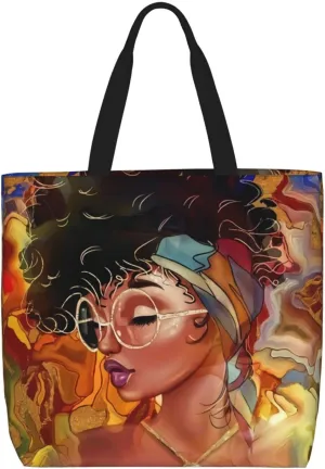 African American Tote Bags For Women Black Art Tote Afro Black Girl Magic Handbags For Gym School Travel