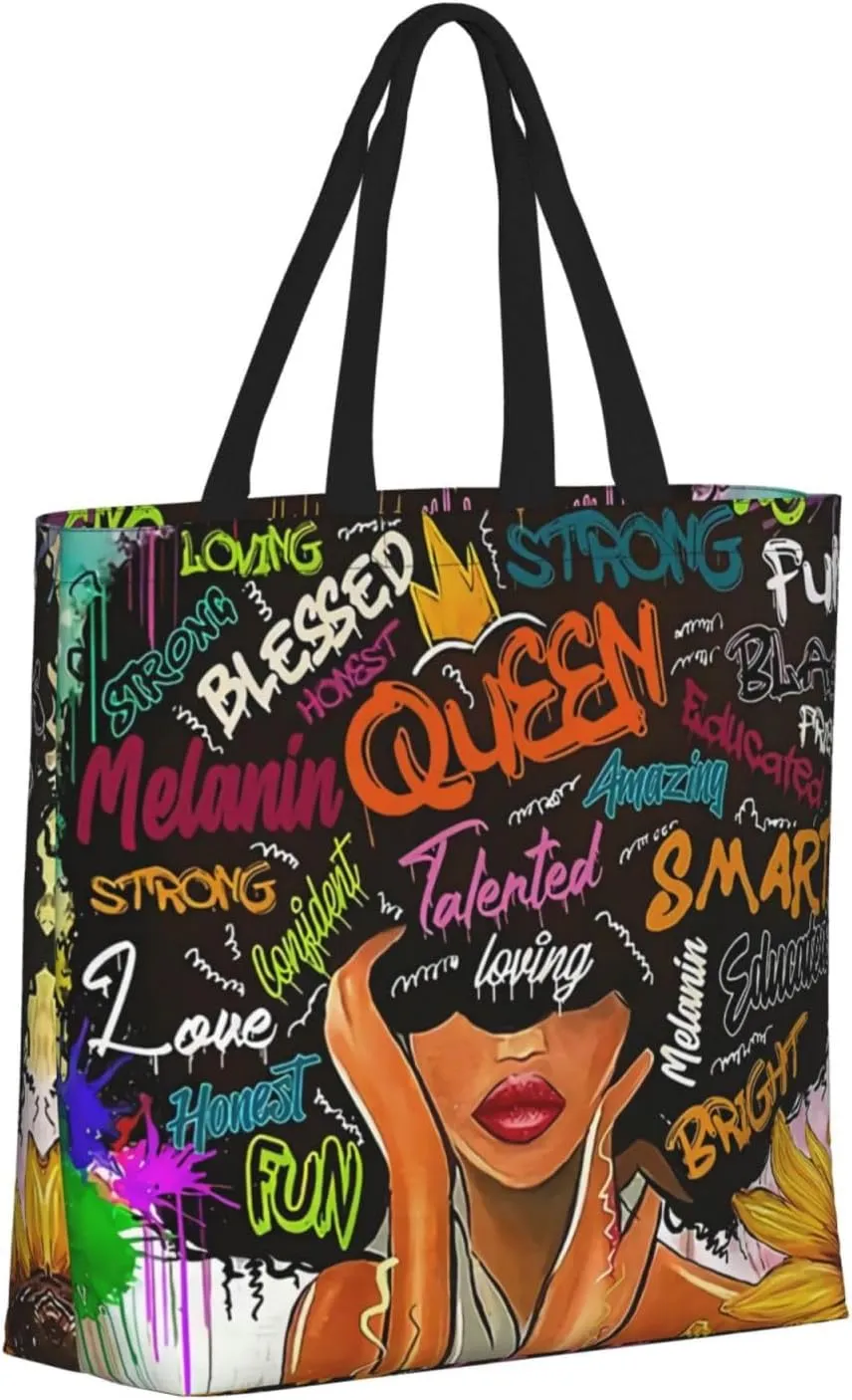 African American Tote Bags For Women Black Art Tote Afro Black Girl Magic Handbags For Gym School Travel