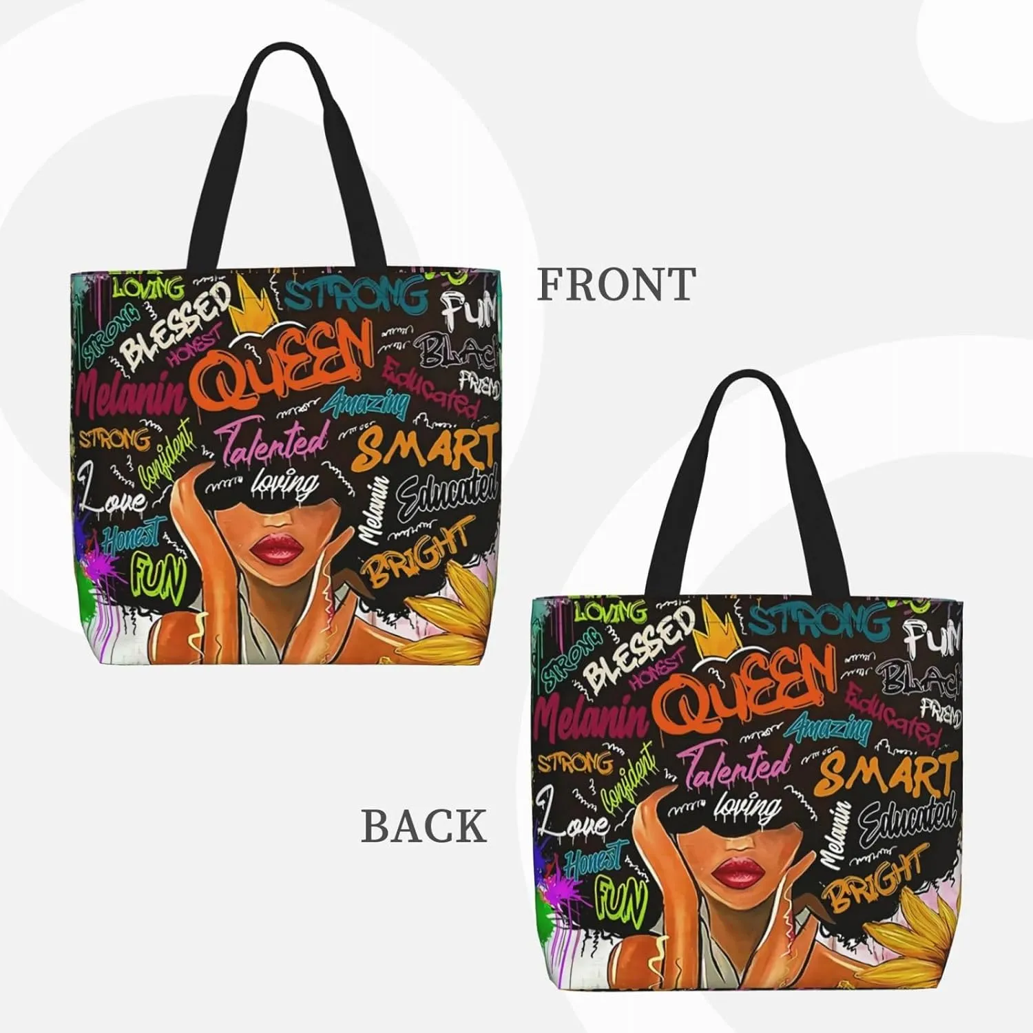 African American Tote Bags For Women Black Art Tote Afro Black Girl Magic Handbags For Gym School Travel