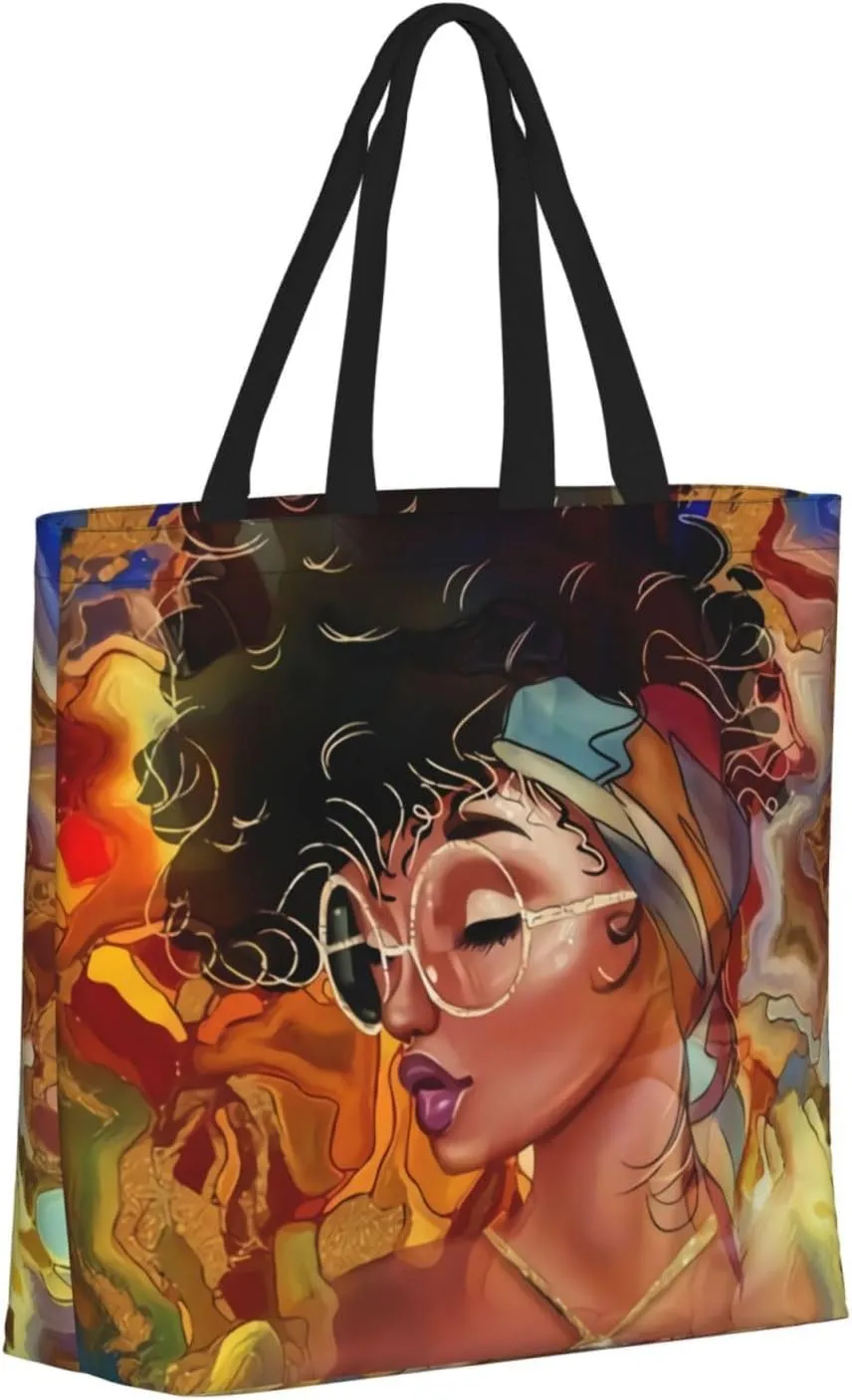 African American Tote Bags For Women Black Art Tote Afro Black Girl Magic Handbags For Gym School Travel
