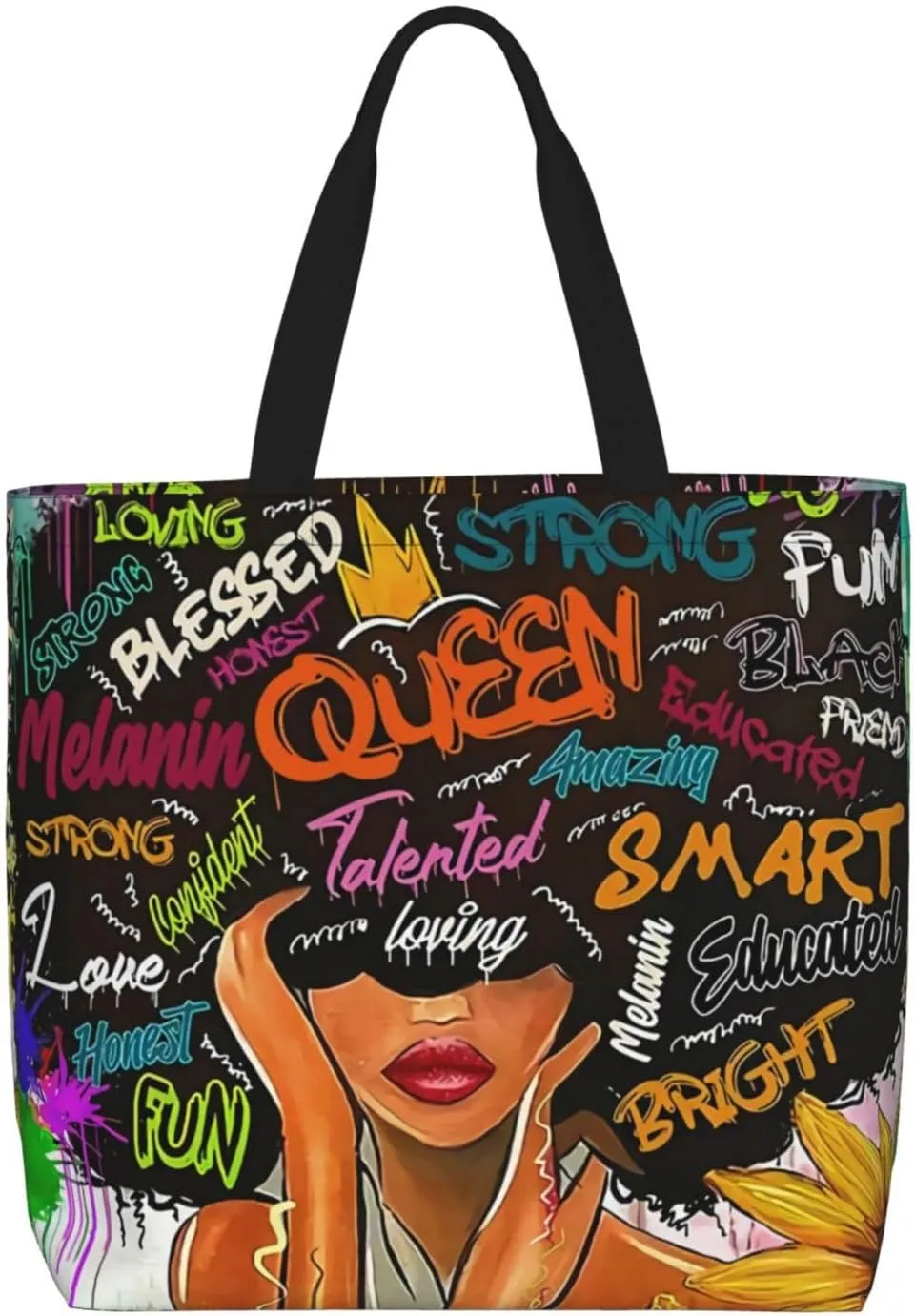 African American Tote Bags For Women Black Art Tote Afro Black Girl Magic Handbags For Gym School Travel