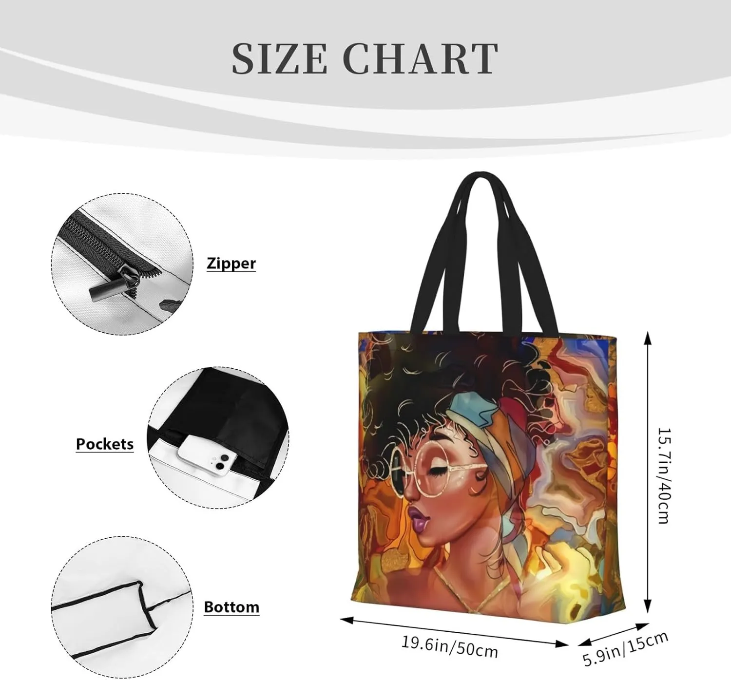 African American Tote Bags For Women Black Art Tote Afro Black Girl Magic Handbags For Gym School Travel