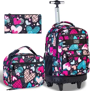 AGSDON Rolling Backpack for Girls, Women Roller Wheels Bookbag, Laptop Wheeled School Bag with Wheels for Teens