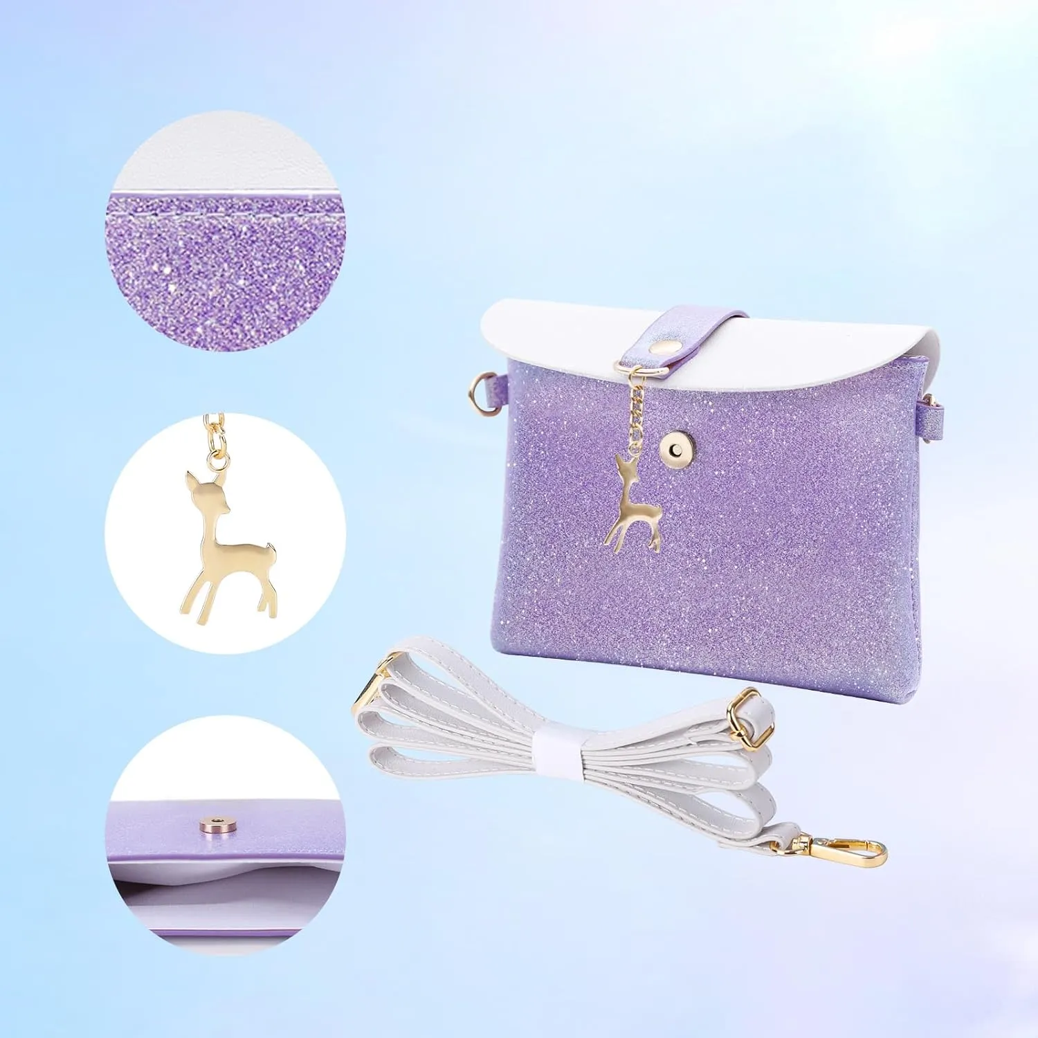 AISPARKY Small Crossbody Purse, PU Leather Small Purse for Girls With Pendant With Strap/Gold Chain Strap