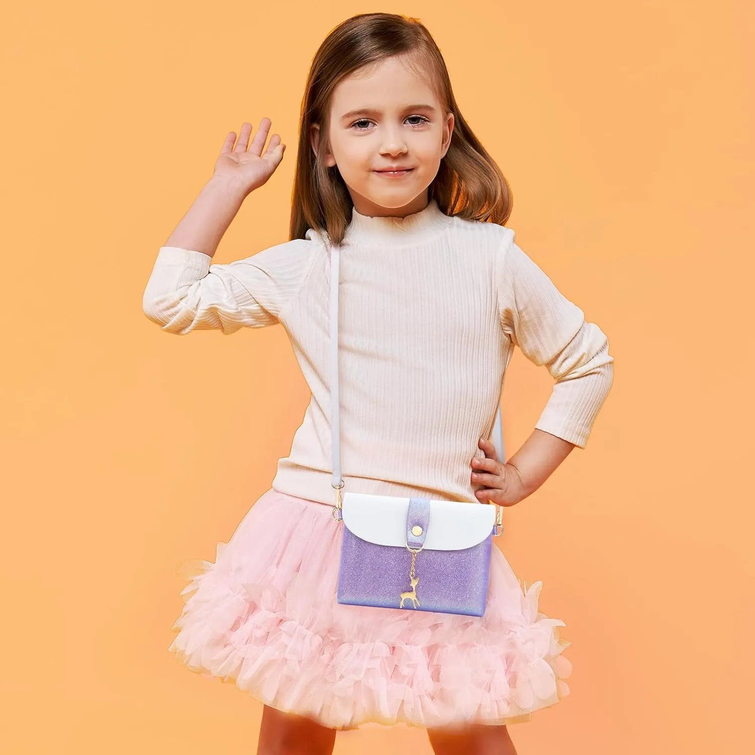 AISPARKY Small Crossbody Purse, PU Leather Small Purse for Girls With Pendant With Strap/Gold Chain Strap