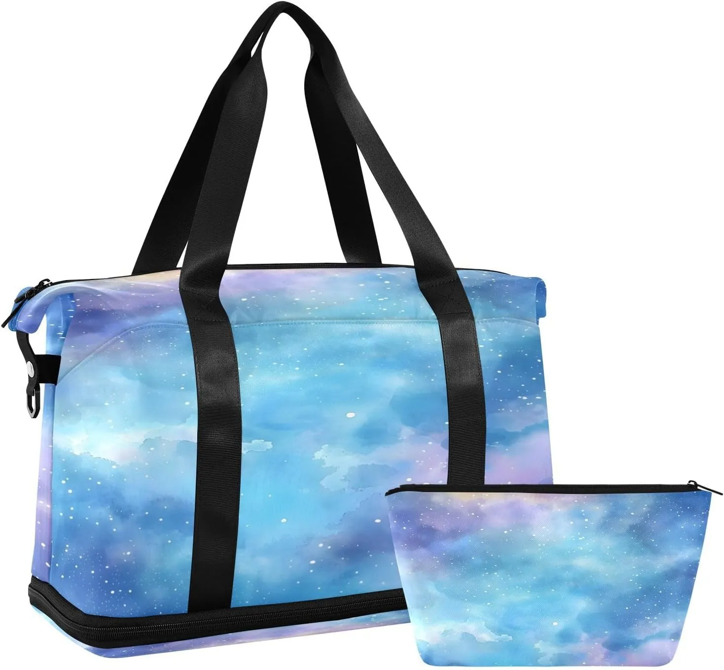 ALAZA Fantasy Abstract Background Starry Sky Travel Duffel Bag for Women Men Sports Gym Bag with Shoe Compartment Tote Weekender Overnight Bag with Wet Pocket for Travel, Gym,Yoga,Swimming