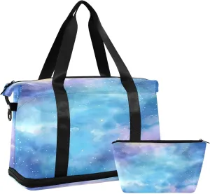 ALAZA Fantasy Abstract Background Starry Sky Travel Duffel Bag for Women Men Sports Gym Bag with Shoe Compartment Tote Weekender Overnight Bag with Wet Pocket for Travel, Gym,Yoga,Swimming