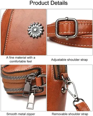 All-match Vertical Cellphone Bag, Crossbody Leather Shoulder Bags and Clutches, Women Crossbody Handbags Retro Messenger Bag