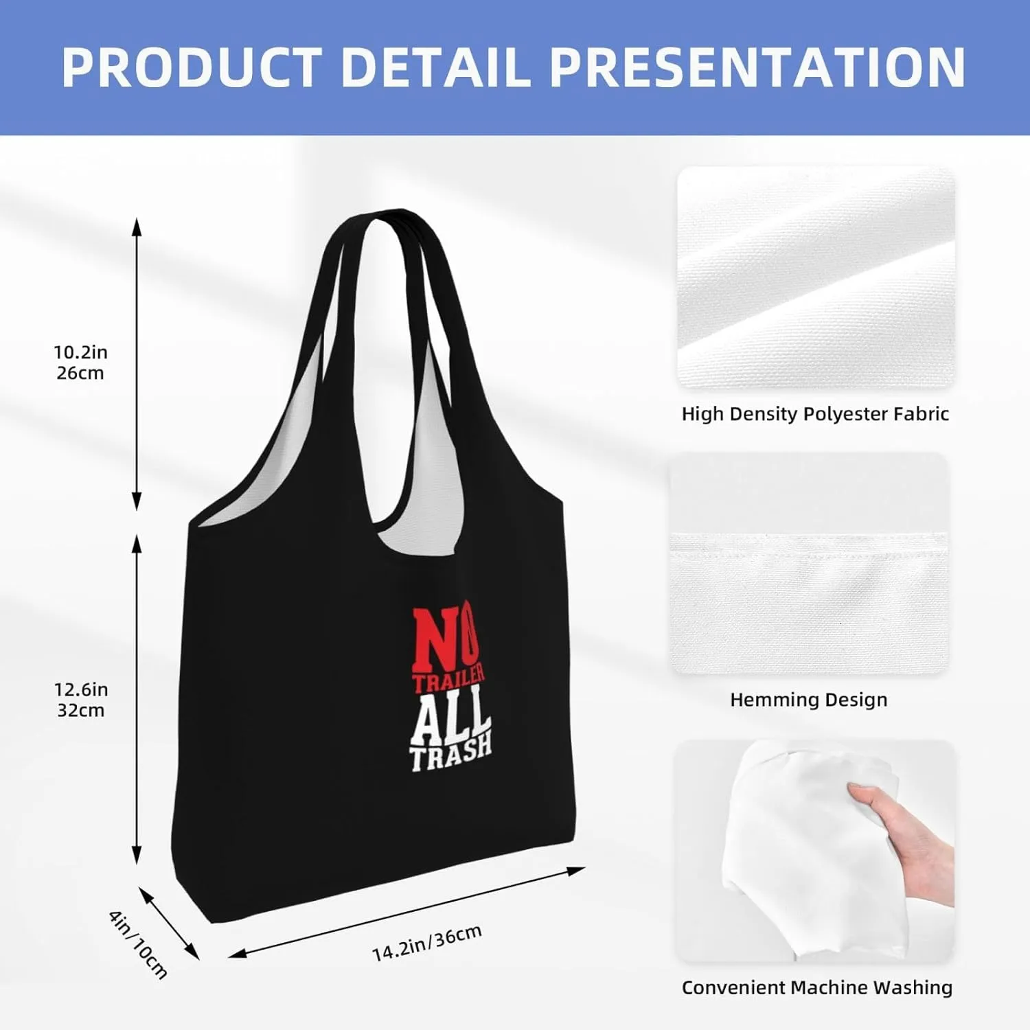 All Trash No Trailer Canvas Tote Bags Women'S Large-Capacity Bag