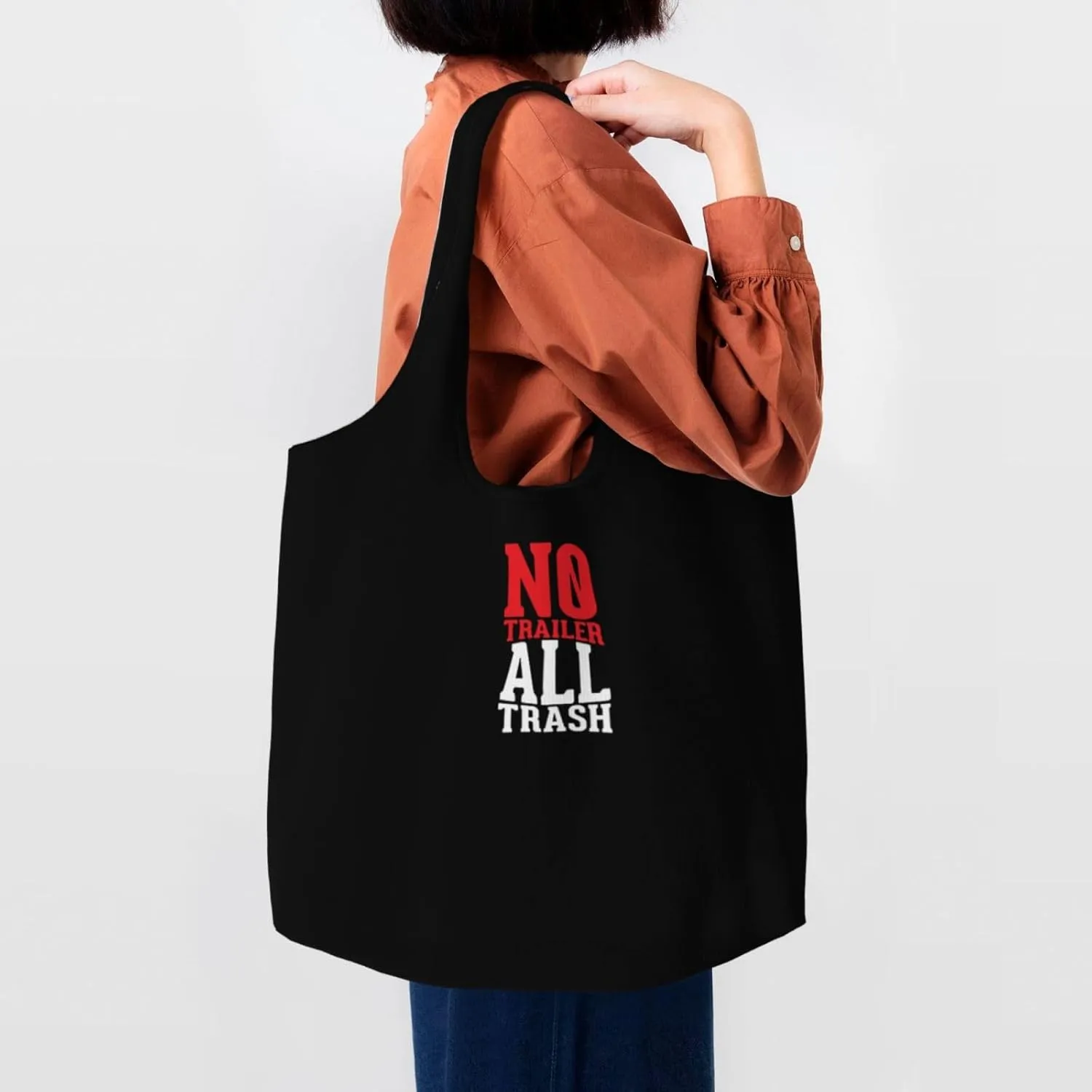 All Trash No Trailer Canvas Tote Bags Women'S Large-Capacity Bag