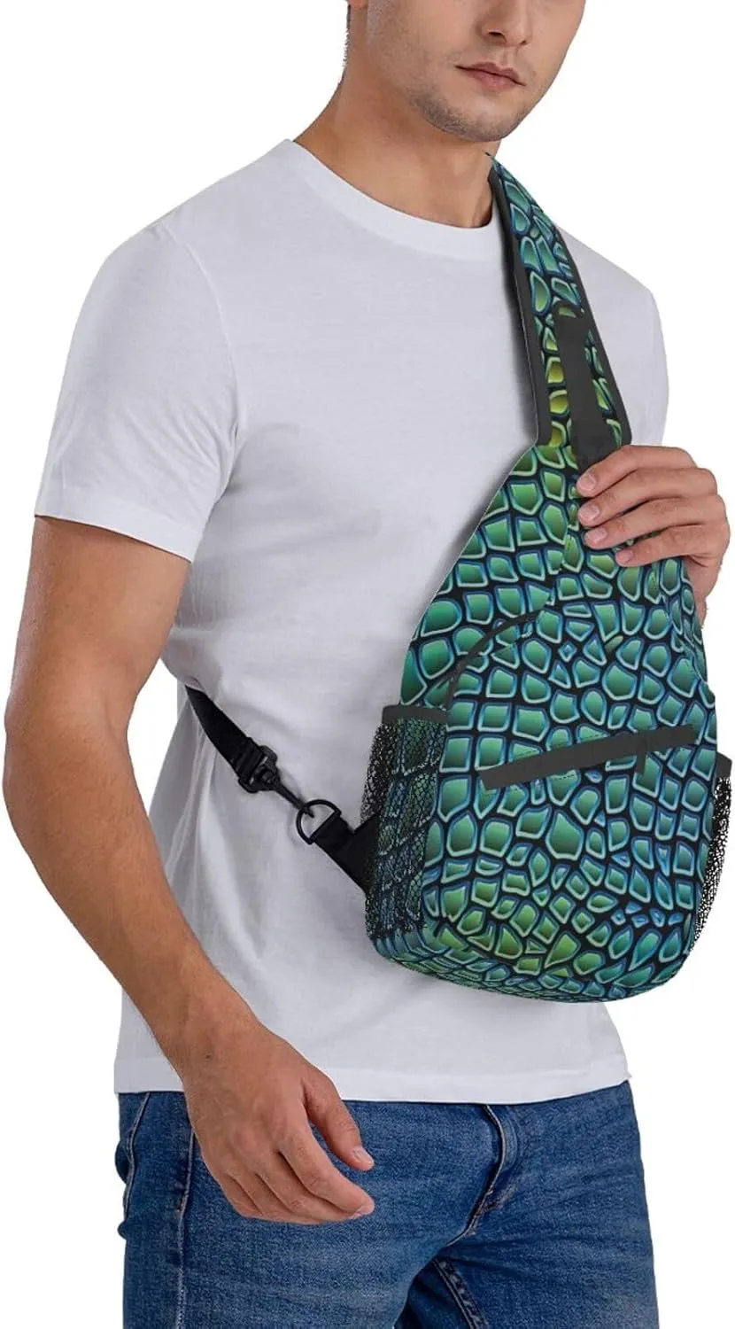 Alligator Skin Unisex Casual Diagonal Chest Bag,Multipurpose Crossbody Shoulder Bag Travel Hiking Daypack