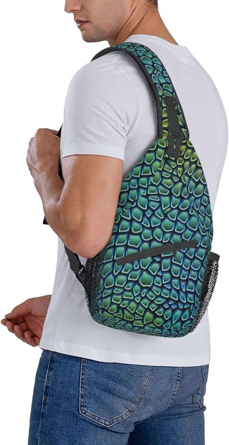 Alligator Skin Unisex Casual Diagonal Chest Bag,Multipurpose Crossbody Shoulder Bag Travel Hiking Daypack
