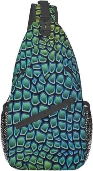 Alligator Skin Unisex Casual Diagonal Chest Bag,Multipurpose Crossbody Shoulder Bag Travel Hiking Daypack