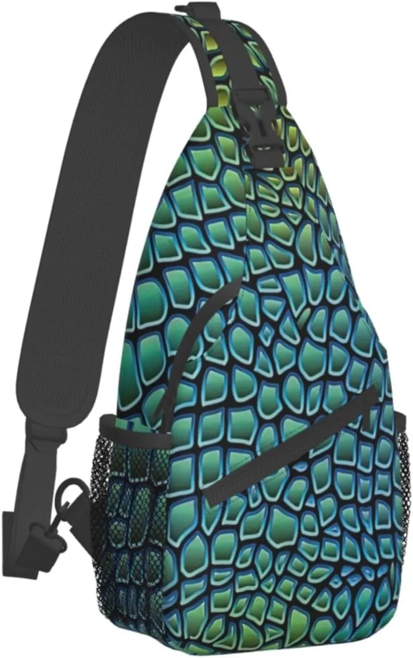 Alligator Skin Unisex Casual Diagonal Chest Bag,Multipurpose Crossbody Shoulder Bag Travel Hiking Daypack