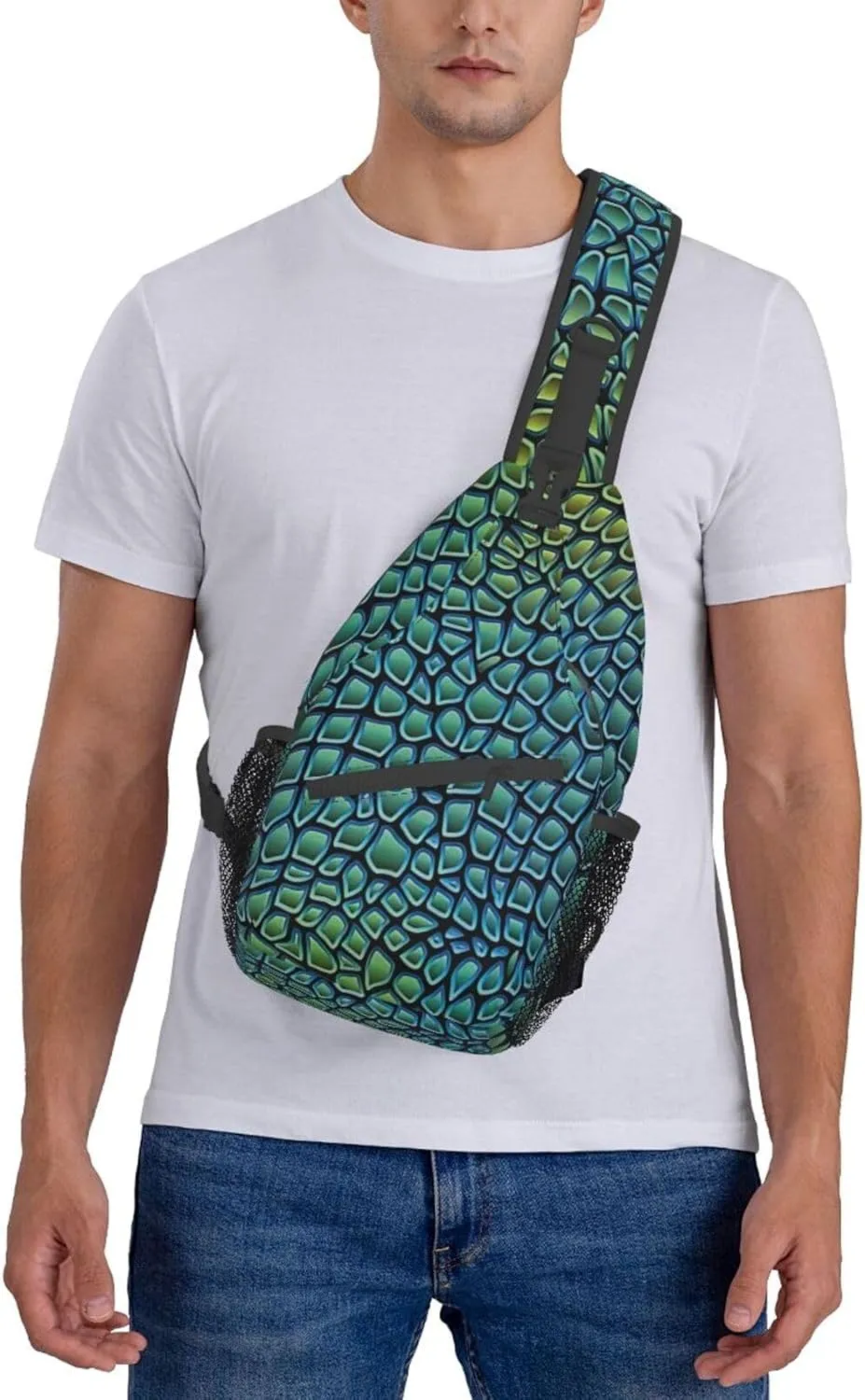 Alligator Skin Unisex Casual Diagonal Chest Bag,Multipurpose Crossbody Shoulder Bag Travel Hiking Daypack
