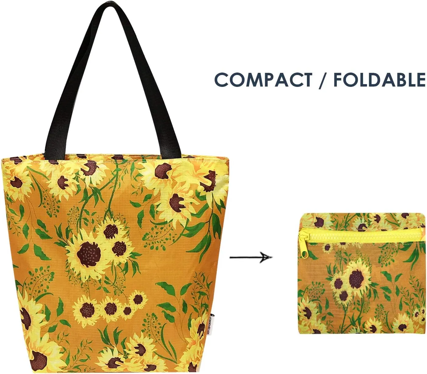 allydrew Foldable Lightweight Tote Bag with Durable Ripstop Polyester for Shopping, Travel, Gym, Beach, Casual, Everyday