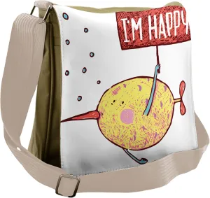 Ambesonne Cartoon Messenger Bag, Humor Fish, Unisex Cross-body