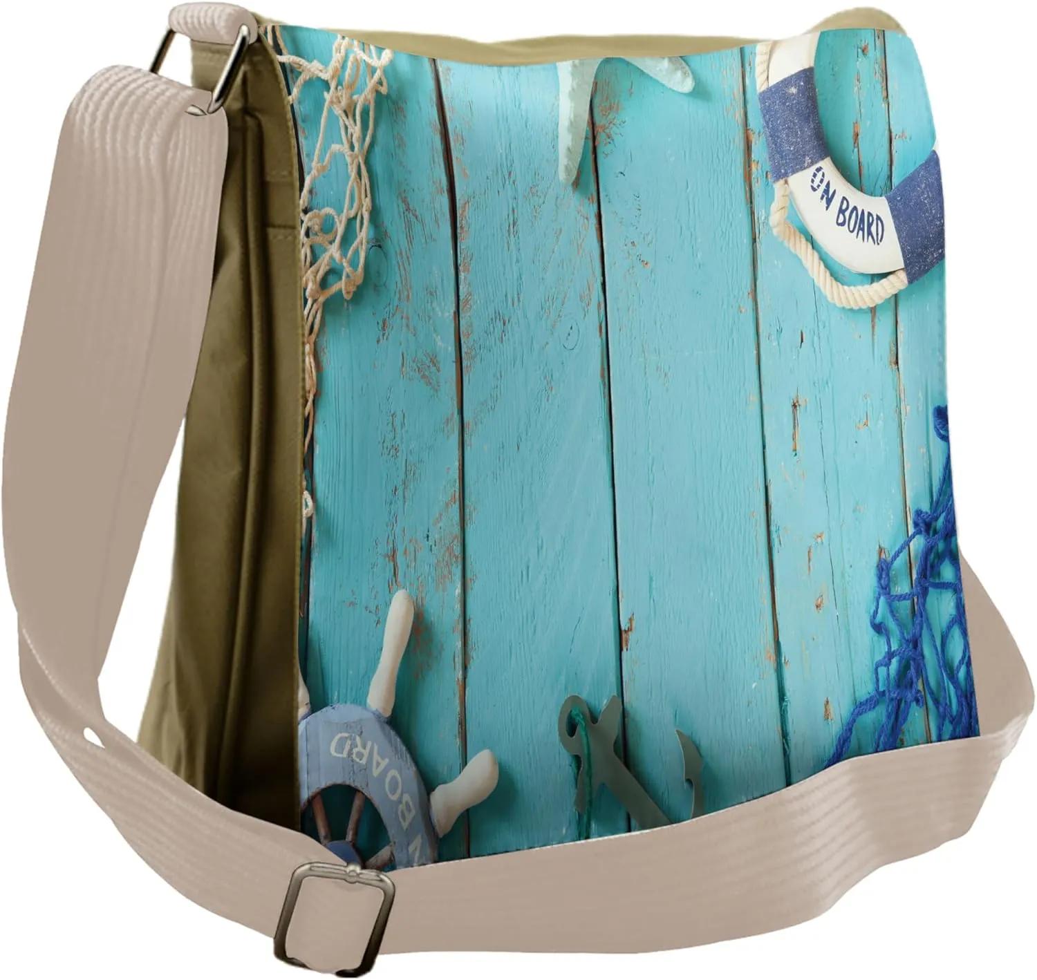 Ambesonne Vintage Messenger Bag, Nautical Ocean Scenery, Unisex Cross-body