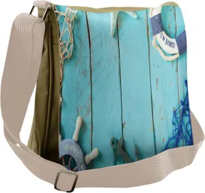 Ambesonne Vintage Messenger Bag, Nautical Ocean Scenery, Unisex Cross-body