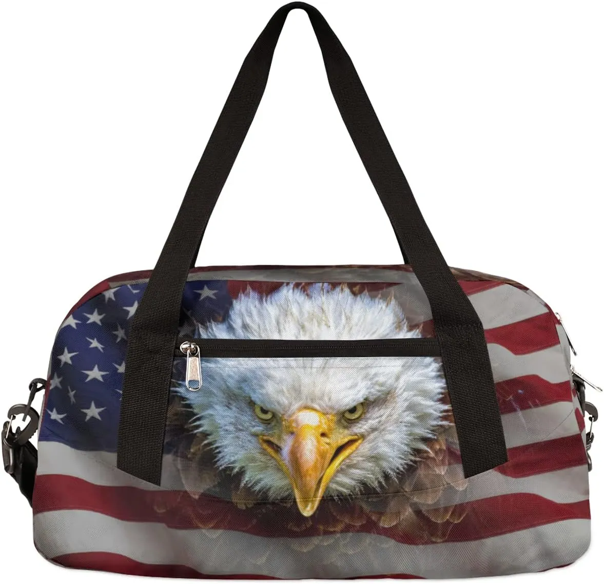 American Flag Eagles Gym Bag for Women and Men,USA Flag Memorial Day Small Duffel Bag for Sports, Gyms, Yoga, Weekend Getaway, Travel Overnight Bag Workout Bag Cheer Dance Bag for Girls Boys Teen