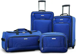 American Tourister Fieldbrook XLT Softside Upright Luggage, Navy, 4-Piece Set (BB/DF/21/25)