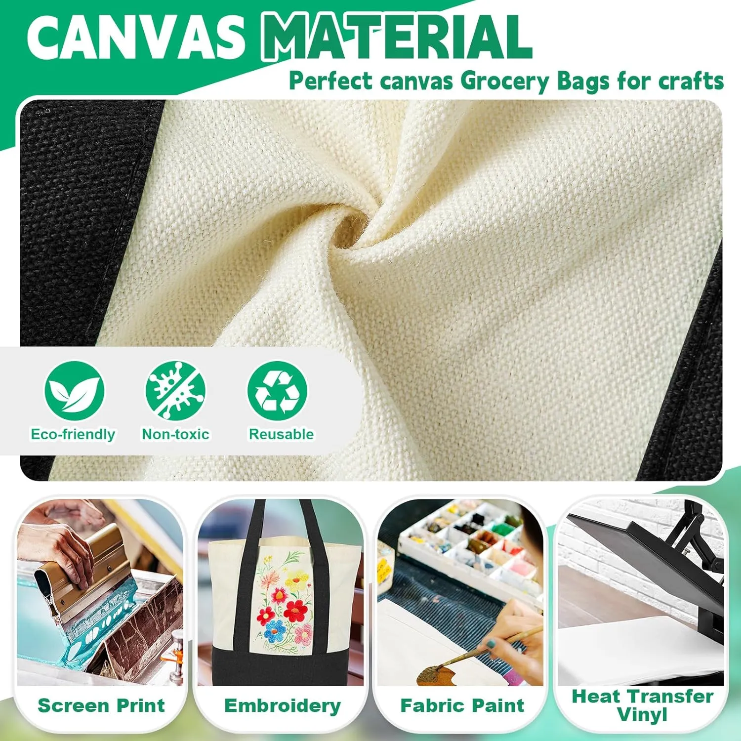 Amylove 1 Pcs Mini Canvas Tote Bag with Pockets 13" x 11" Duty Canvas Sublimation Blank Small Bag Reusable Tote for Crafts DIY (Black)