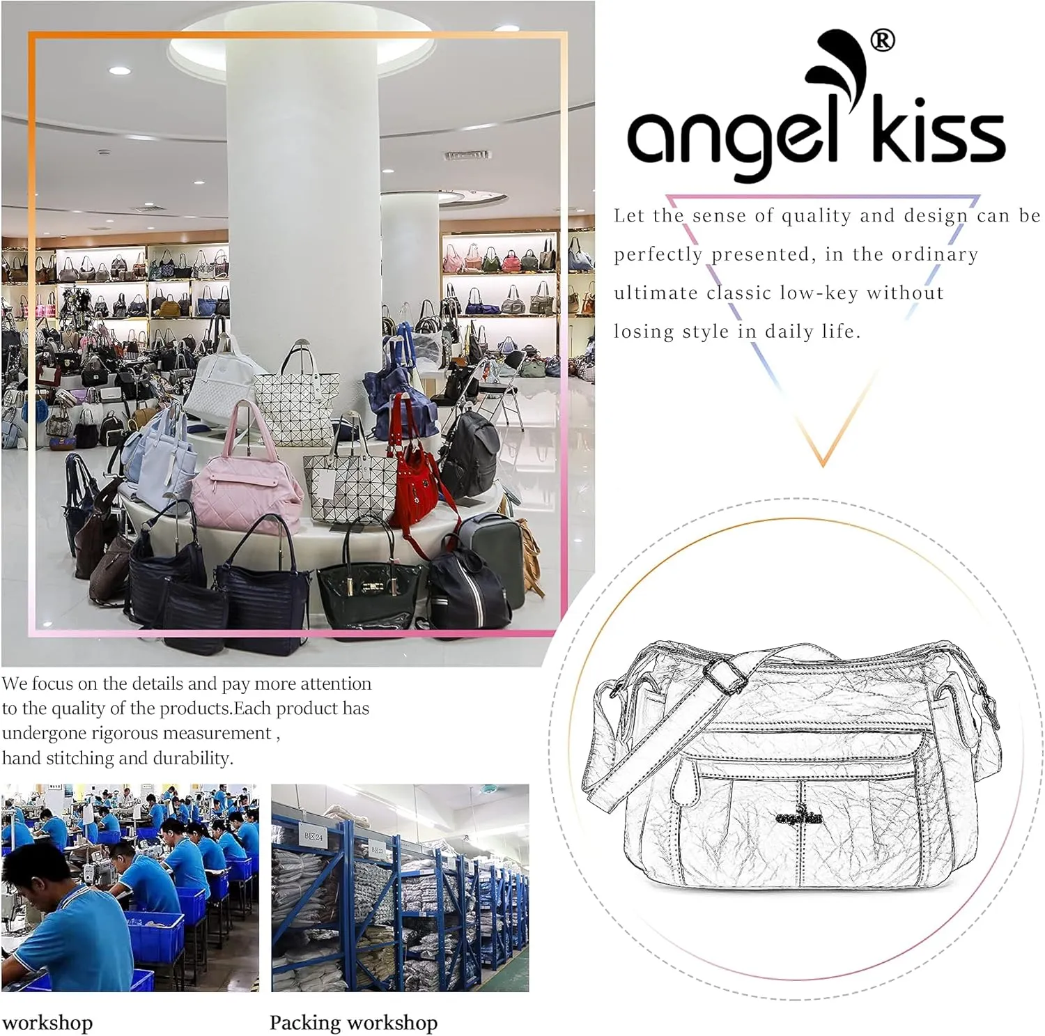 Angelkiss Crossbody Bags for Women, Ladies Shoulder Handbags and Purses Medium Faux Leather Pocketbooks