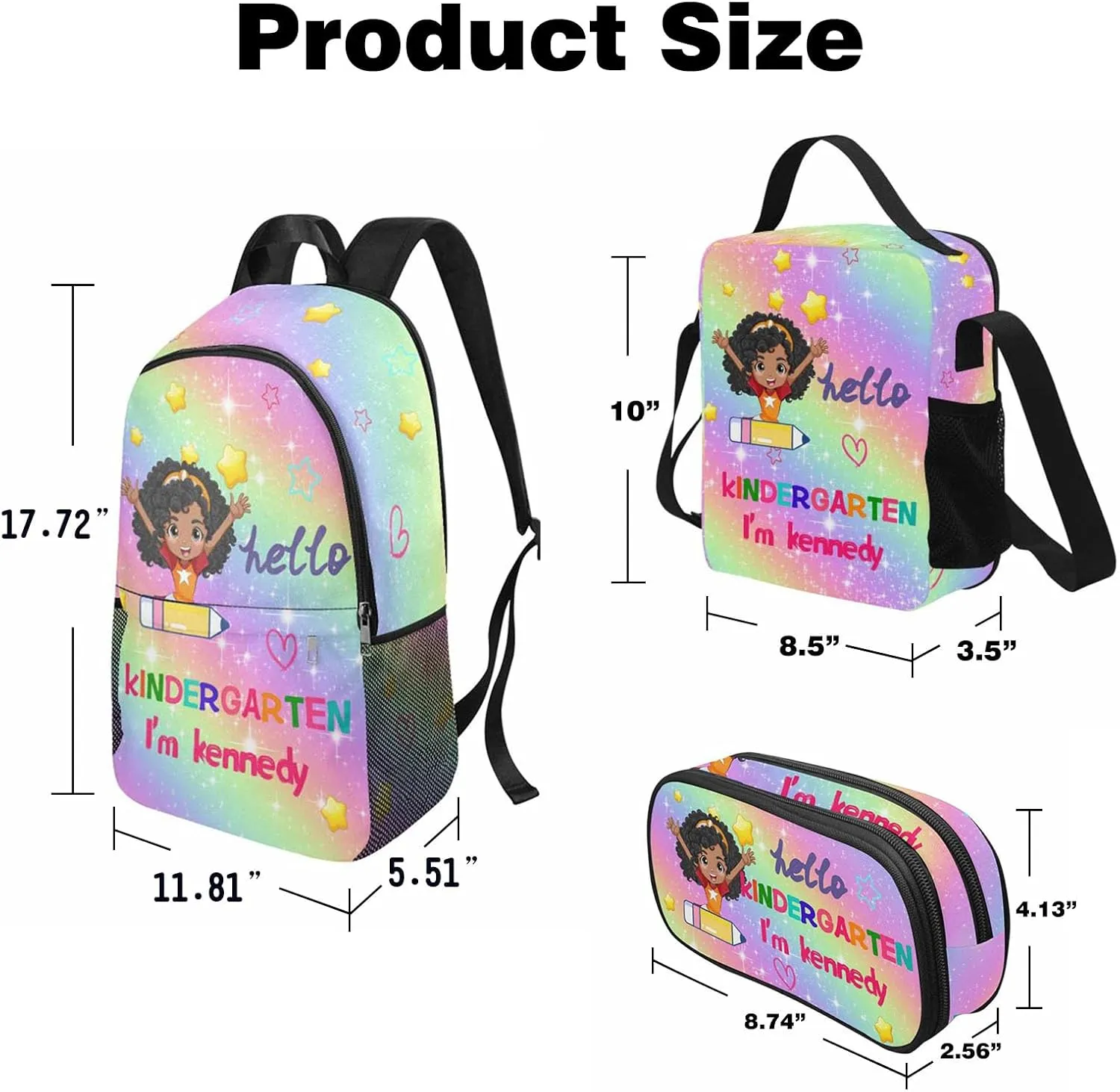 Artsadd Custom School Backpack for Toddler Girls - Personalized Kids Backpacks for Preschool Kindergarten Elementary with Name Text - Customized BookBags School Bag for Students, Back to School Gifts