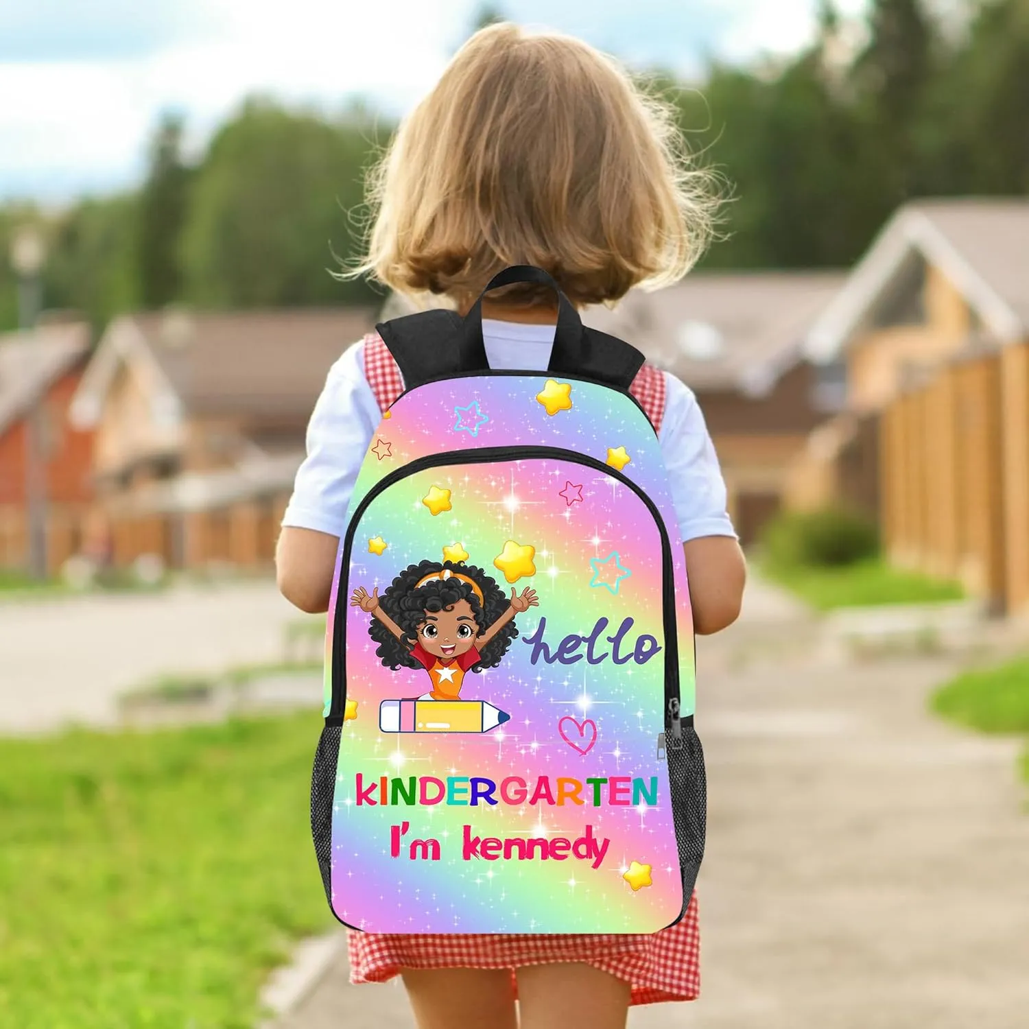 Artsadd Custom School Backpack for Toddler Girls - Personalized Kids Backpacks for Preschool Kindergarten Elementary with Name Text - Customized BookBags School Bag for Students, Back to School Gifts