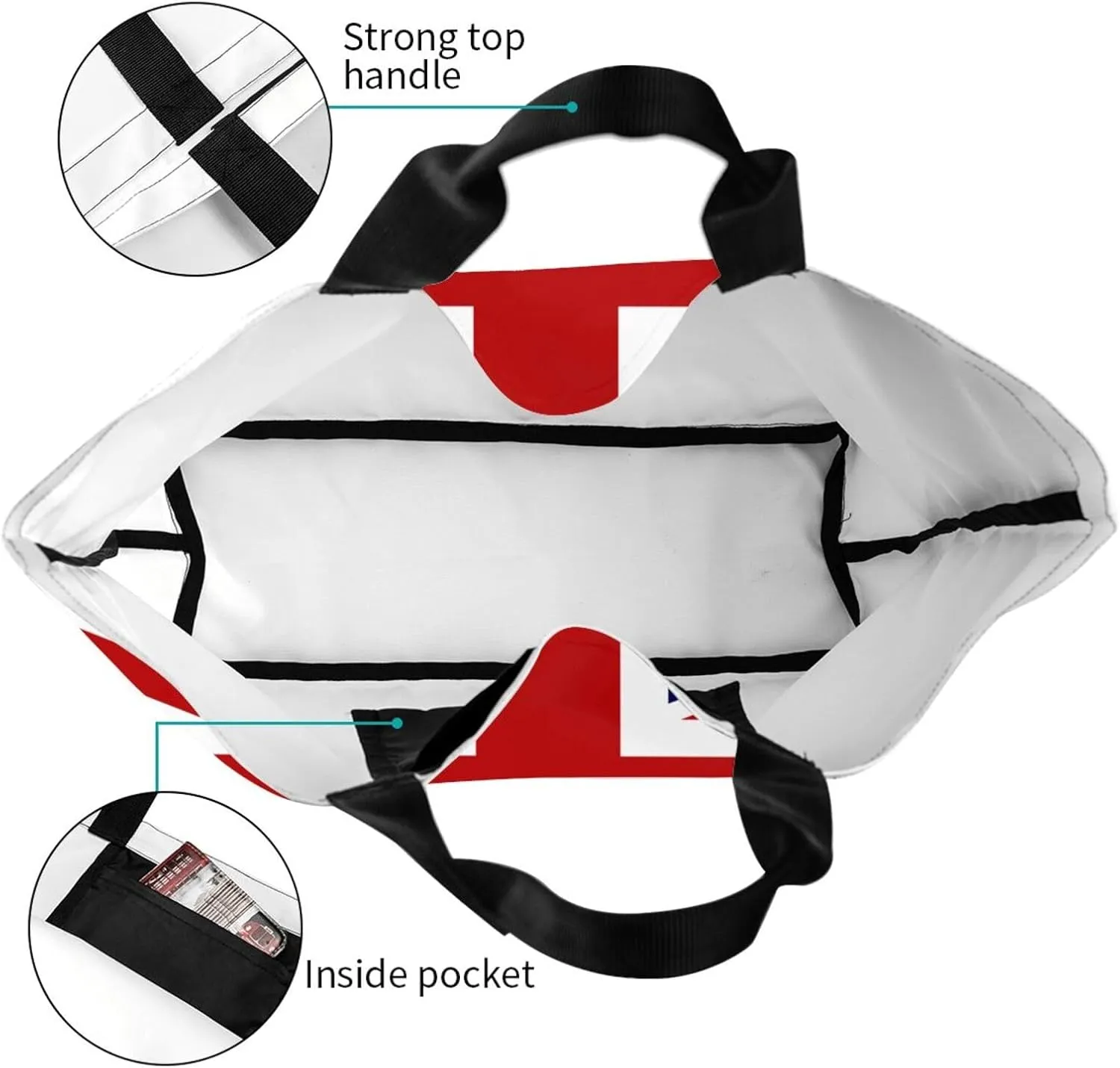 ASYG Cute Flag Tote Bag for Women and Men Reusable Shoulder Bags for Gym, Shopping, Beach,Travel