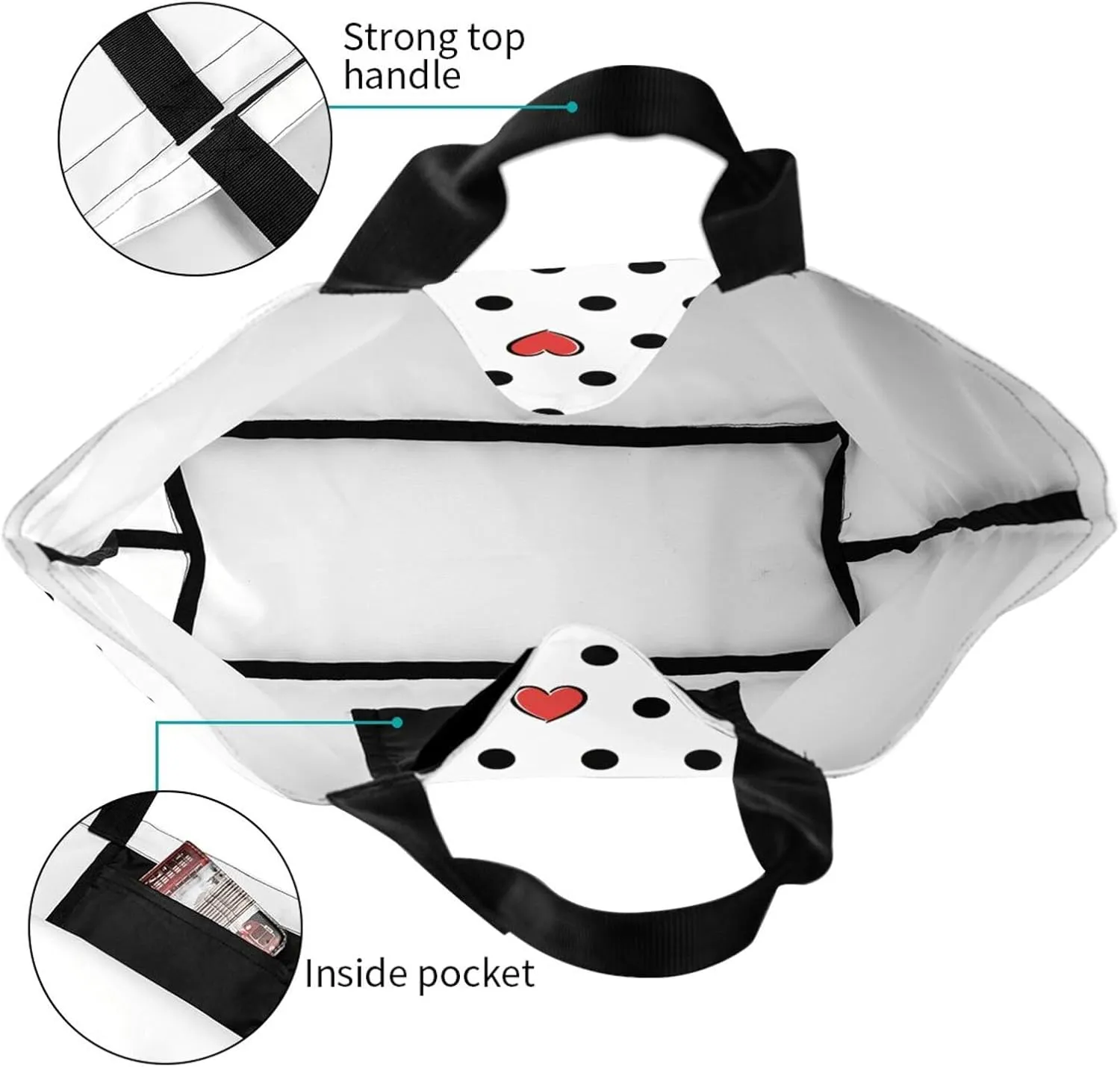 ASYG Red and White Polka Dot Tote Bag Lightweight Handbags Travel Shoulder Bag for Hiking,Yoga, Gym,Shopping Travel Beach