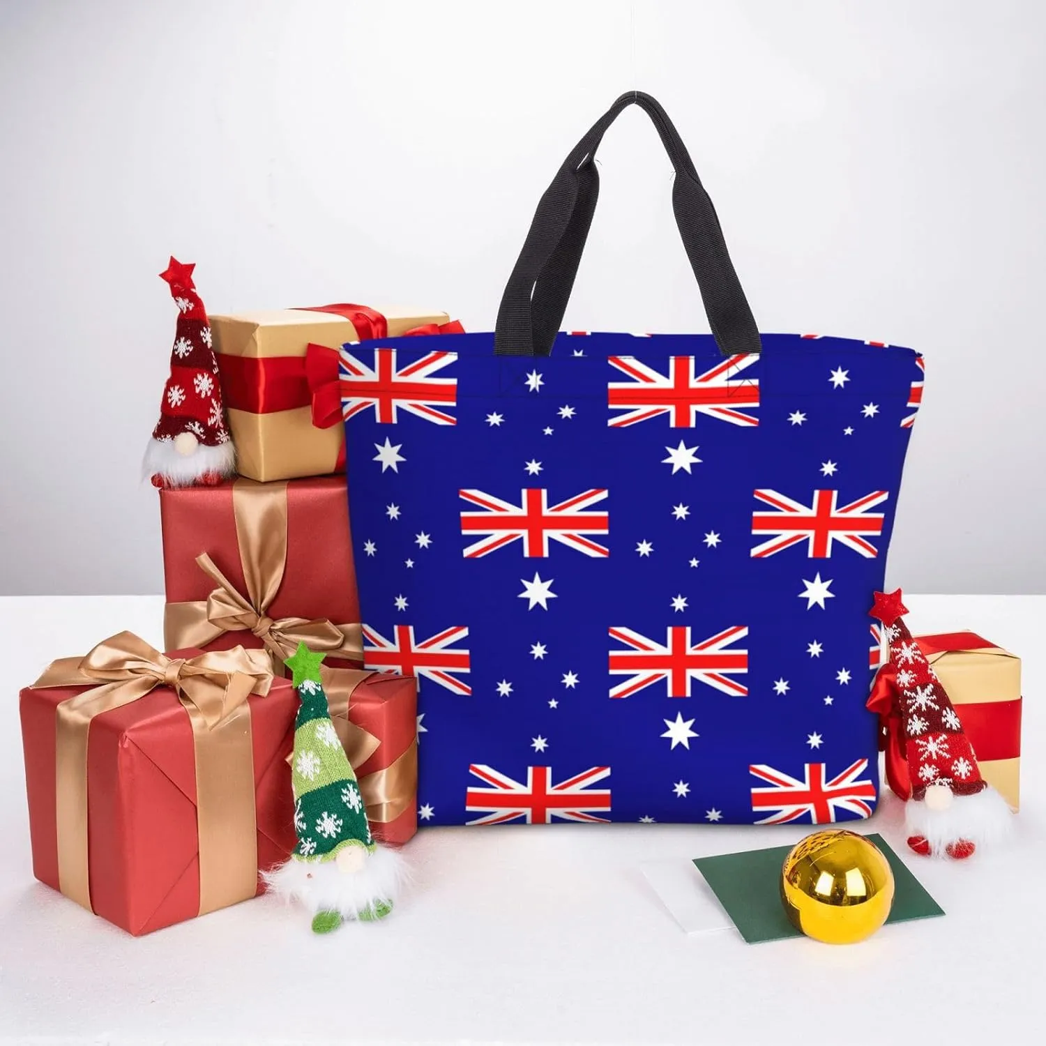 Australian Flag Duty Reusable Shopping One-Shoulder Bags â€“ Large Tote Bags Are Foldable