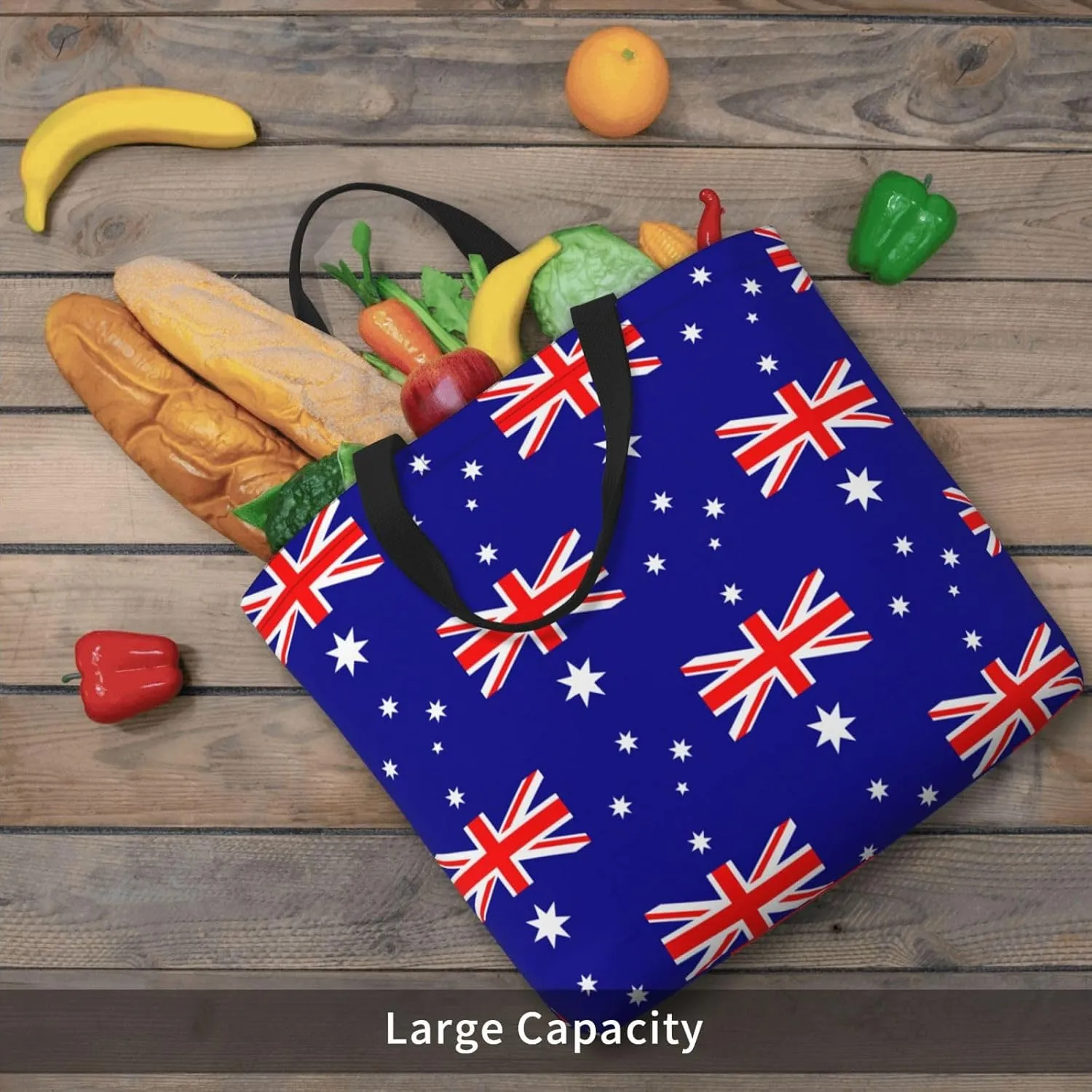 Australian Flag Duty Reusable Shopping One-Shoulder Bags â€“ Large Tote Bags Are Foldable