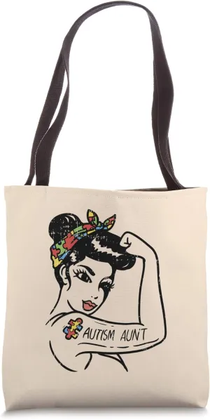 Autism Aunt Unbreakable Autistic Awareness Gift Auntie Tote Bag