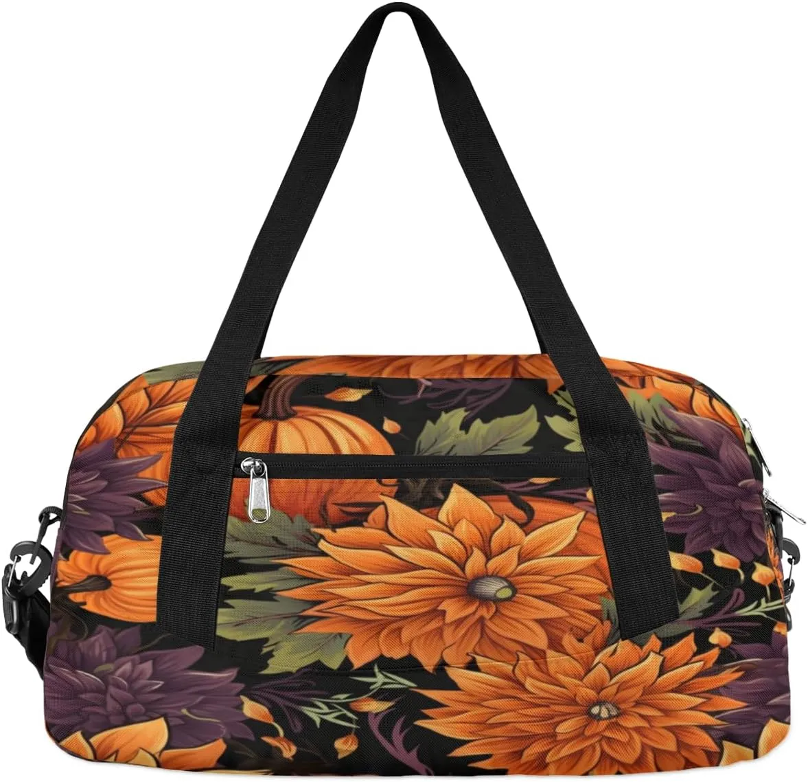 Autumn Pumpkin Flower Gym Bag, Duffle Bag, Weekender Bag, Duffel Bag, Overnight Bag, Travel Duffel Bag, Dance Bag, Tote Bag, Beach Bag, Pool Bag, Gym Duffle Bag, Carry on Bag