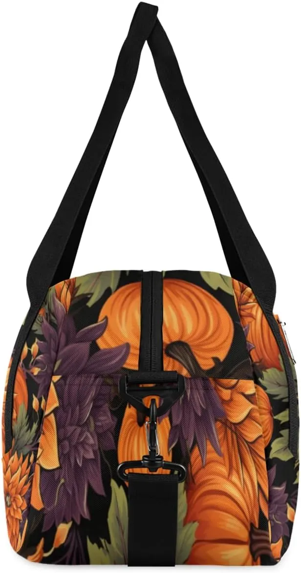 Autumn Pumpkin Flower Gym Bag, Duffle Bag, Weekender Bag, Duffel Bag, Overnight Bag, Travel Duffel Bag, Dance Bag, Tote Bag, Beach Bag, Pool Bag, Gym Duffle Bag, Carry on Bag