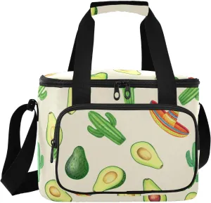 Avocado Cactus Beige Insulated Cooler Bag for Women Men Leakproof 24 Can Camping Car Cooler for Travel Outdoors Trip